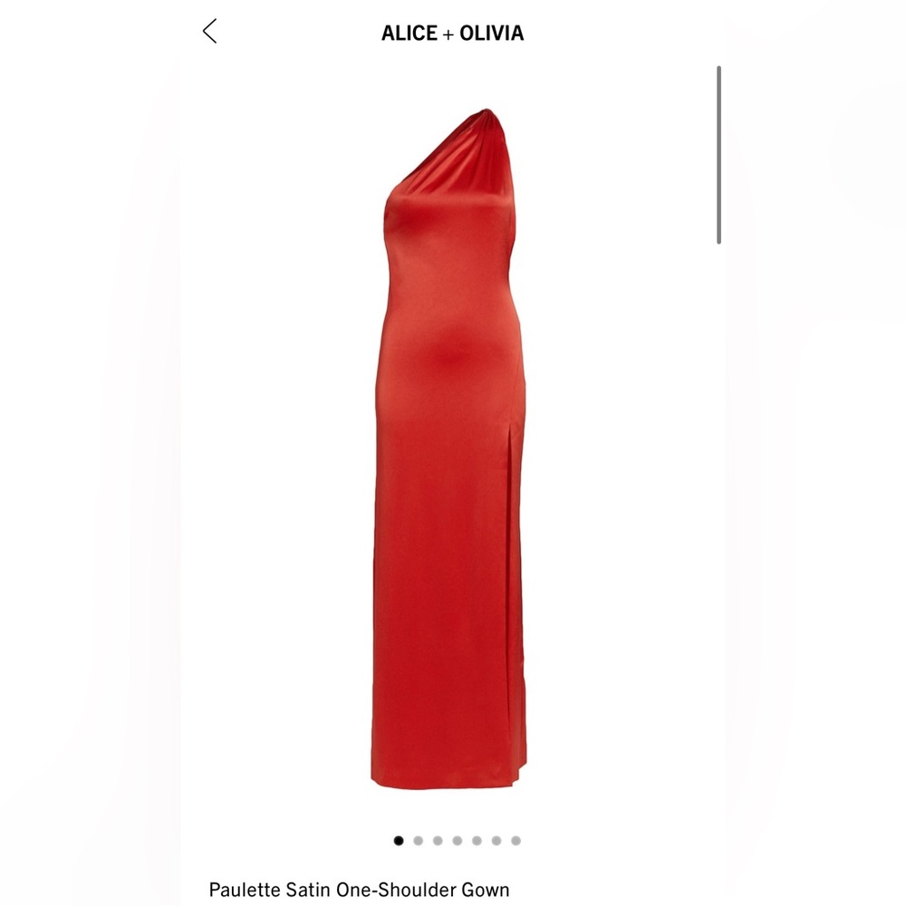 Alice + Olivia Paulette Satin One-Shoulder Gown